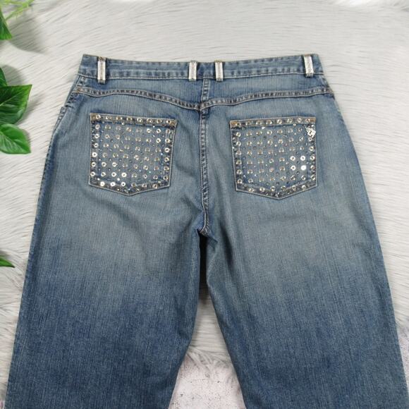 ST. JOHN EVENING Rhinestone Fashion Fit Straight Leg Jeans Women’s Size 8 - Picture 7 of 13
